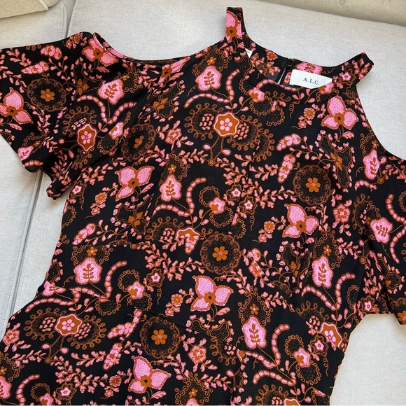 A.L.C. Emile Silk Floral Hi-Low Cold Shoulder Dress - Picture 8 of 11